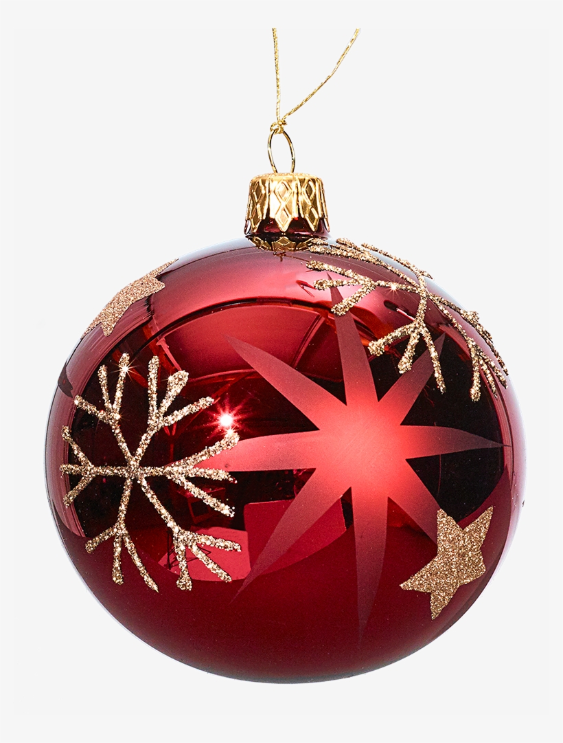 Glass Bauble Red With Golden Stars And Flakes, 8cm - Rothenburg Ob Der Tauber, transparent png