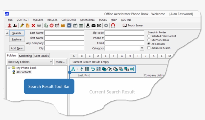 Office Accelerator Phone Book Main Tool Bar - Company, transparent png