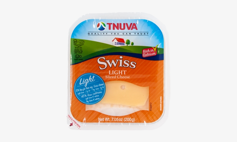 Swiss Sliced Cheese Light - Tnuva Light Swiss Cheese, Sliced - 7 Oz Tray, transparent png