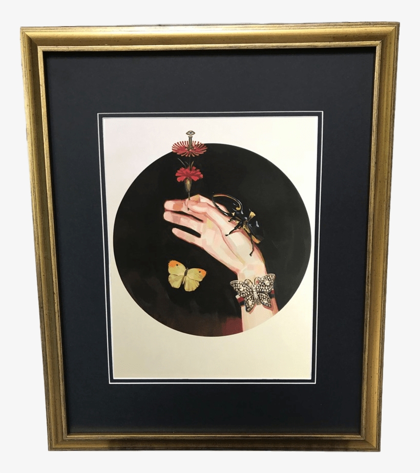 Vintage Gold Frame Gucci Spider & Butterfly Hand Illustration - Art, transparent png