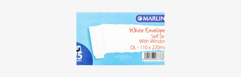 Marlin Envelopes Dl White With Window 25's Self Seal - Marlin White Dl Self Seal Non Window Envelope - 25, transparent png
