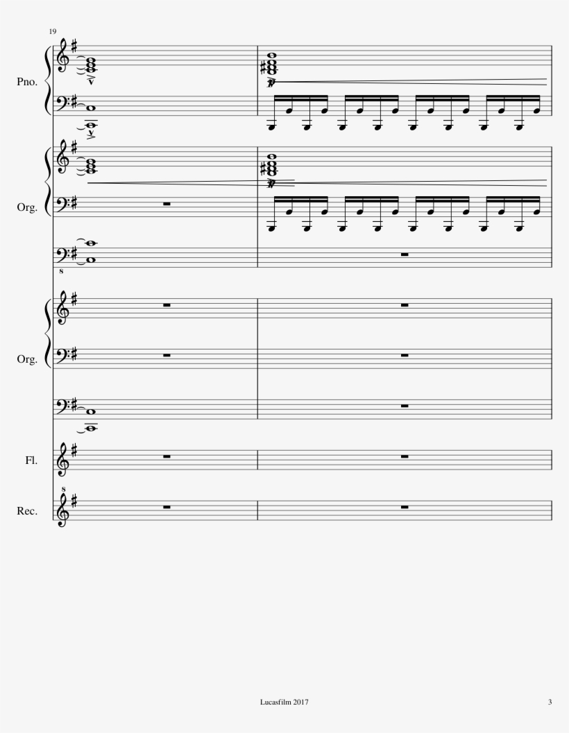 The Last Jedi Sheet Music 3 Of 8 Pages - Music, transparent png