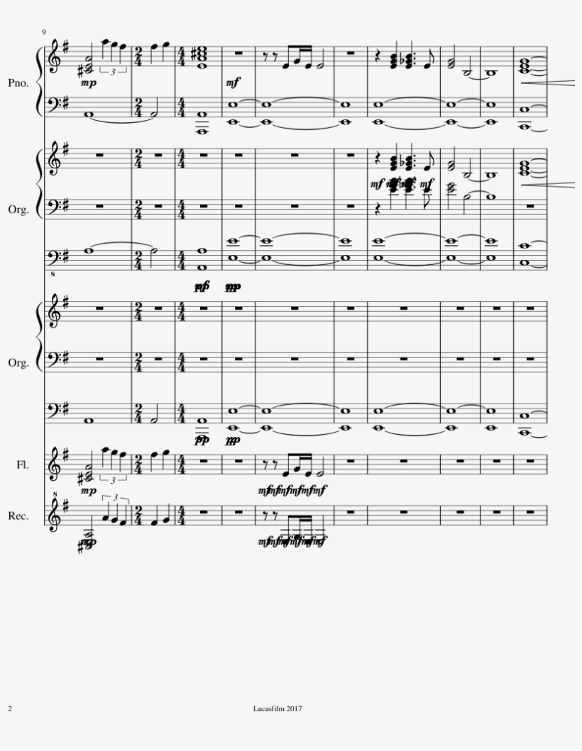 The Last Jedi Sheet Music 2 Of 8 Pages - Star Wars The Last Jedi Trailer 2 Piano Free, transparent png