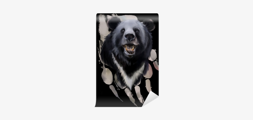 Head Of A Black Bear Watercolor Painting Wall Mural - Watercolor Painting, transparent png