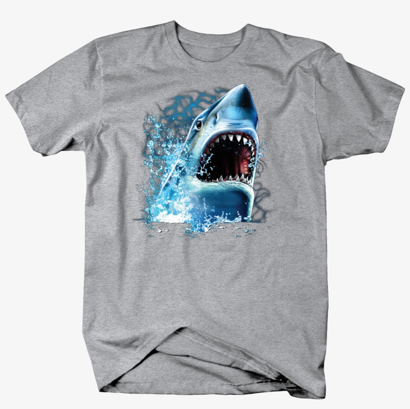 Great White Shark Jumping Out Of Ocean Water - Shark Bite Cabochon Glass Black Chain Fashion Pendant, transparent png
