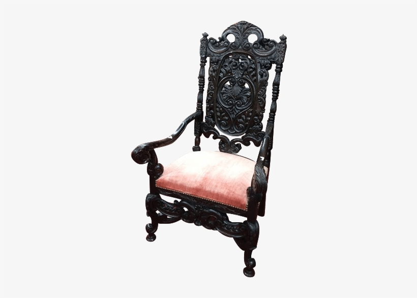Antique Gothic Pierced Carved Highback Chair - Chair, transparent png