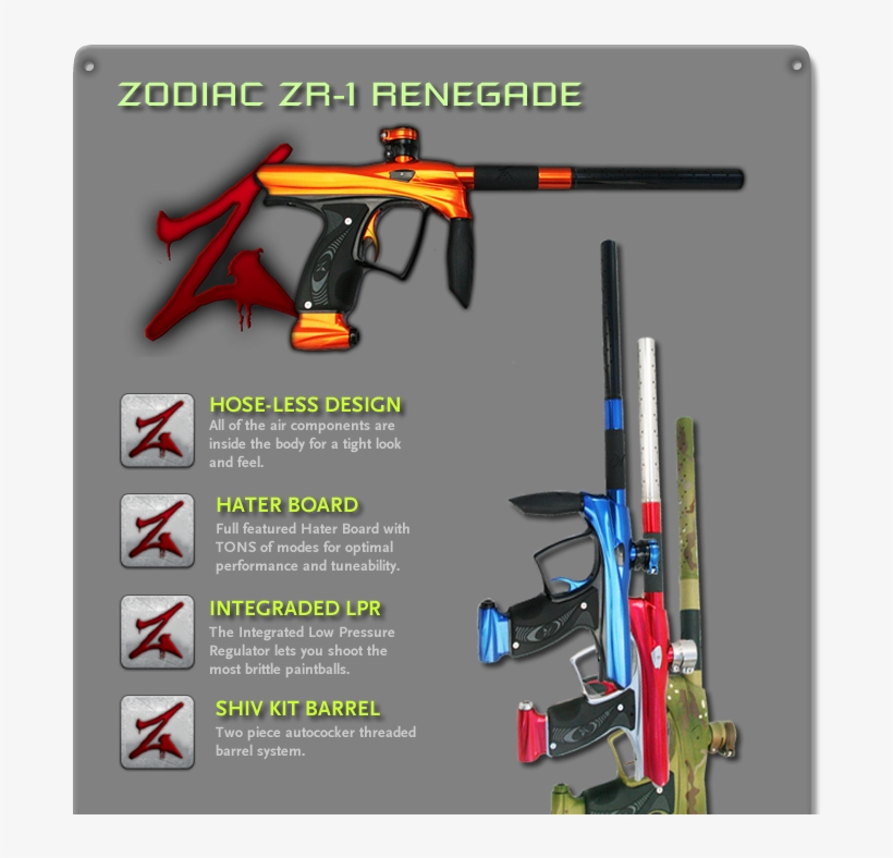 Introducing The Zodiac Renegade Zr 1 Top Shelf Electro - Spool Paintball Guns, transparent png