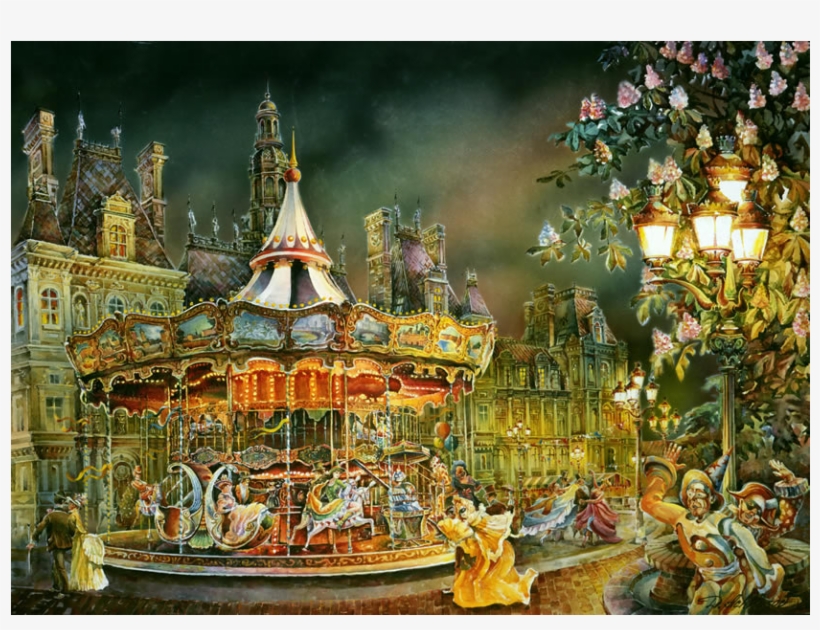 Showcasing The Watercolor Creations Of Artist Demetrij - Amusement Park Painting, transparent png