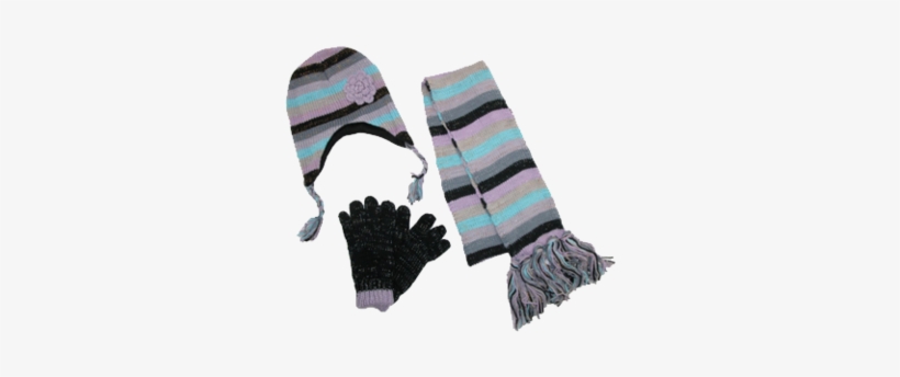 Winter Hats For Women - Ctm Womens Striped With Rosette Hat Gloves, transparent png