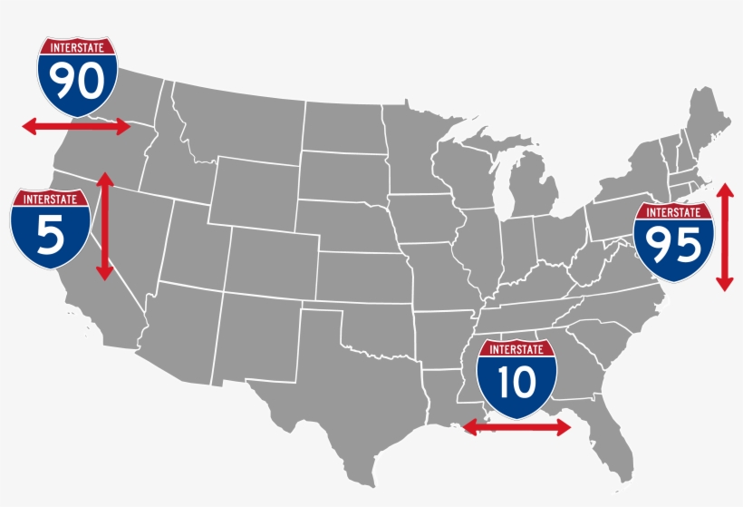 Numerically, Odds Run North/south And Evens East/west, - Us Map Vector Png, transparent png