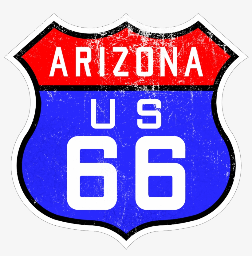 Route Highway Sign Travel America - Iconic Vintager Weg 66 Arizona Notizblock, transparent png