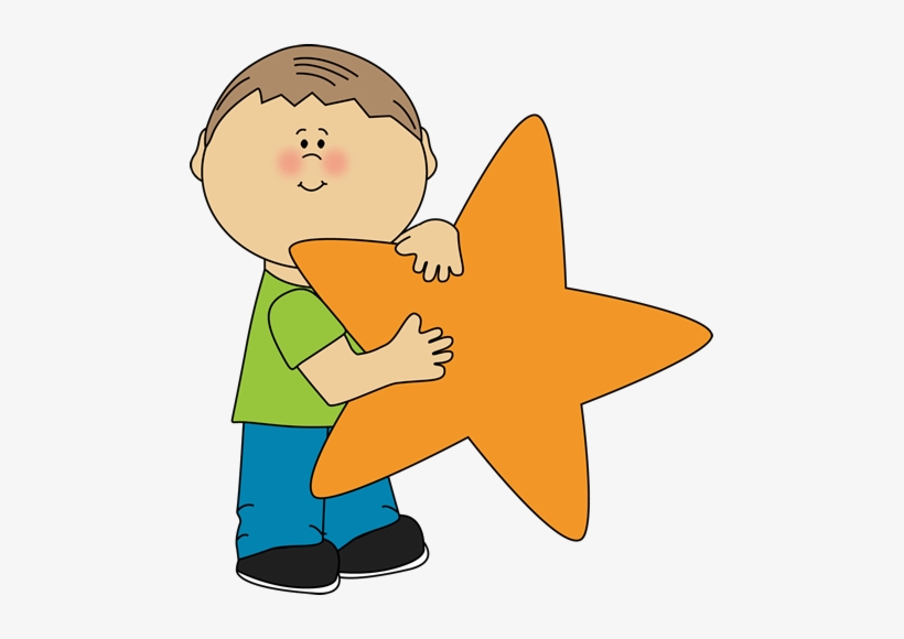 An Orange Star Clip Art Image Little Boy Holding A - Kid Star Clipart, transparent png