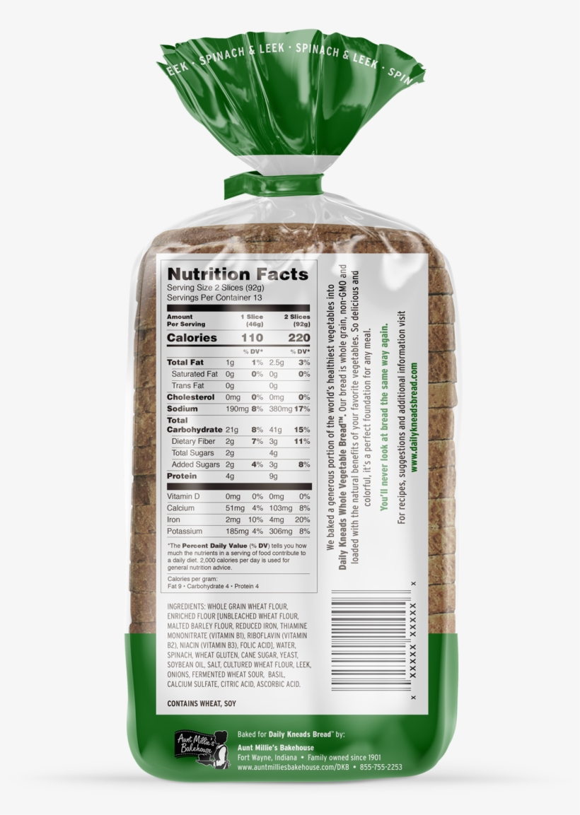 Spinach & Leek Sliced Bread - Loaf, transparent png