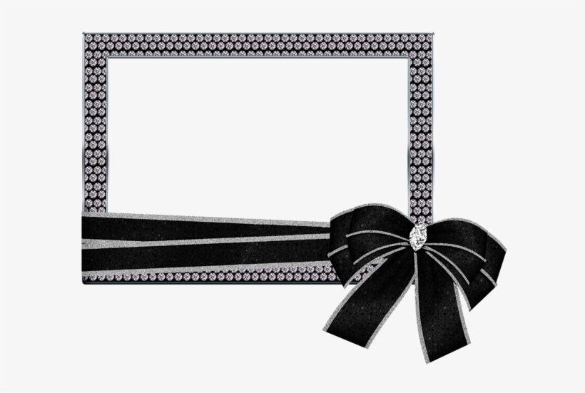 Silver Transparent Png Photo Frame With Diamonds And - Black And White Bow Frames, transparent png