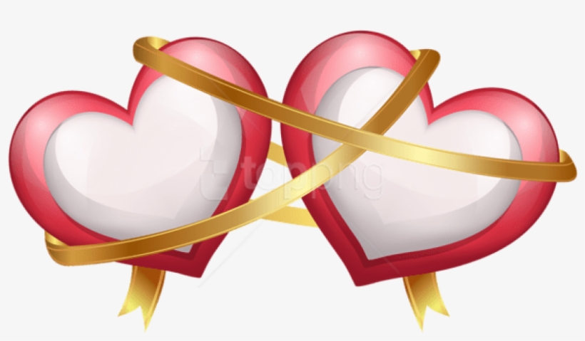 Valentine Transparent Two Heart - Two Heart With Ribbon Png, transparent png