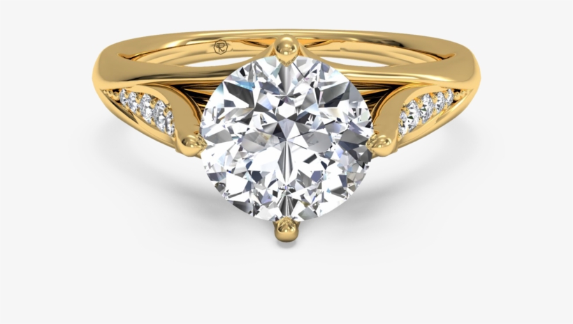 Modern Tulip Pave Engagement Ring In 18k Yellow Gold - Beautiful Diamond Ring Gold, transparent png