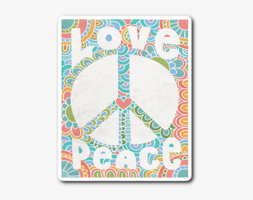 Love And Peace Design Vinyl Die Cut Sticker - Peace Sign Love T Shirt, Hoodie 60s 70s Tie Die Hippie, transparent png