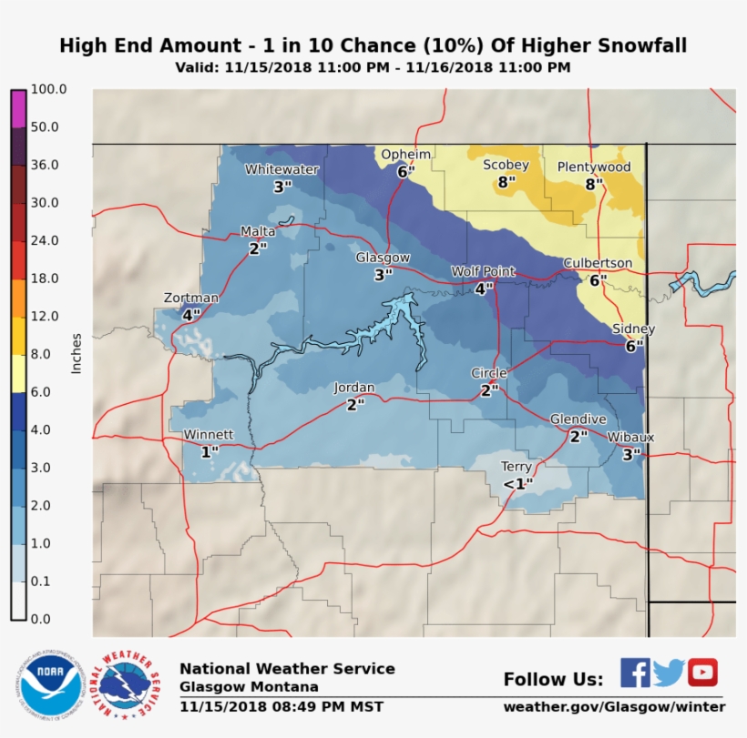 Maximum Potential Snow Accumulation - National Weather Service, transparent png