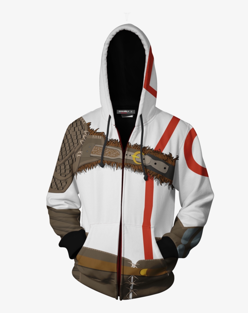 God Of War Kratos Cosplay Zip Up Hoodie Jacket - Hoodie, transparent png
