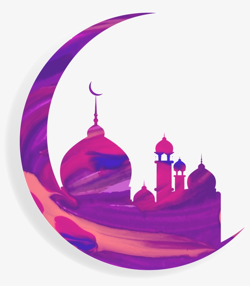 Vector Black And White Library Mosque Vector Moon - Eid Mubarak 2018 For Instagram, transparent png