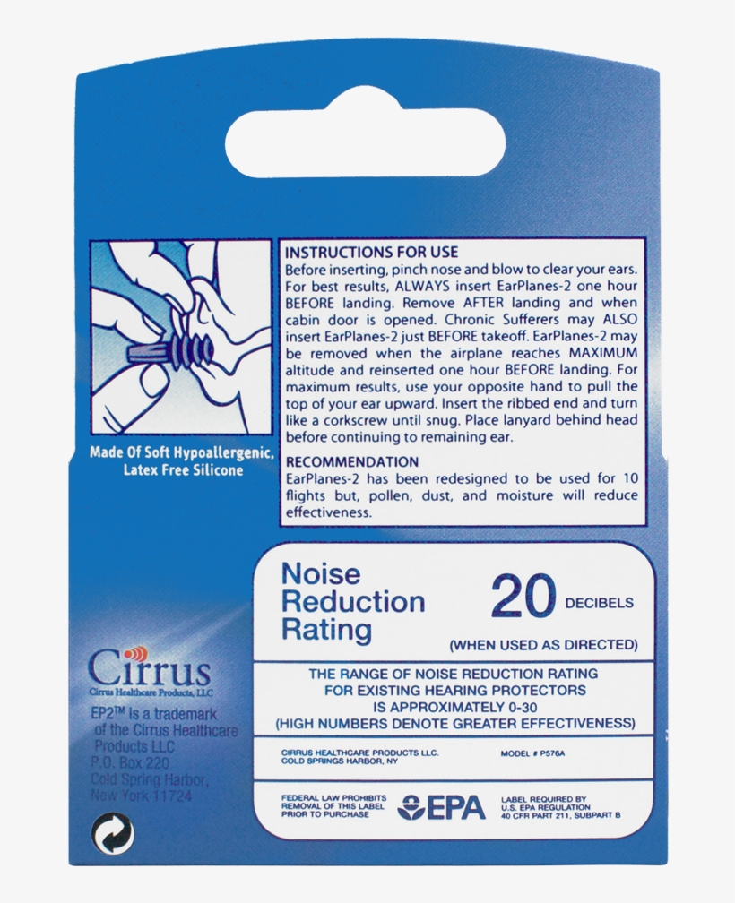 Earplane Air Pressure Regulating Ear Plugs- Adult, transparent png