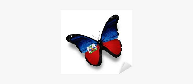 Haiti Flag Butterfly, Isolated On White Sticker • Pixers® - Navy Blue Colour Butterfly, transparent png