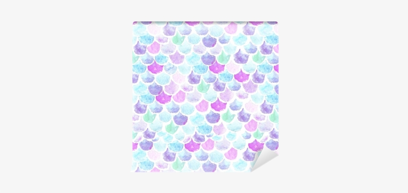 Watercolor Seamless Pattern Scales Wallpaper • Pixers® - Mermaid Scales Throw Pillow, transparent png