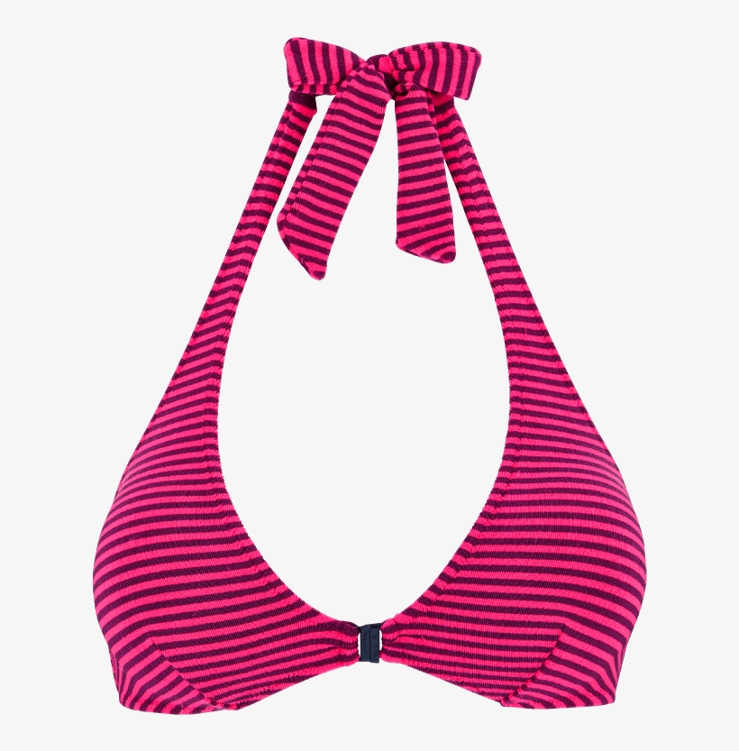 Women Front Closure Bikini Top In Terry Cloth Striped - Swimsuit, transparent png