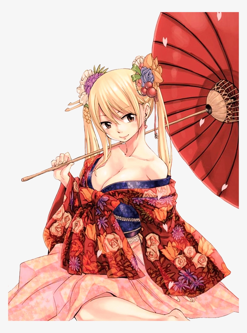 Fairy Tail, Lucy Heartfilia, And Anime Image - Fairy Tail Lucy Kimono, transparent png