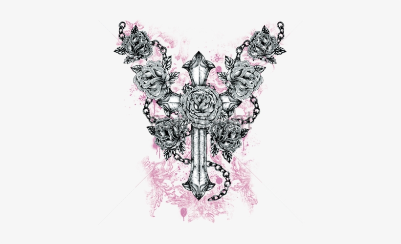 Tonal Gothic Cross & Rose - Visual Arts, transparent png