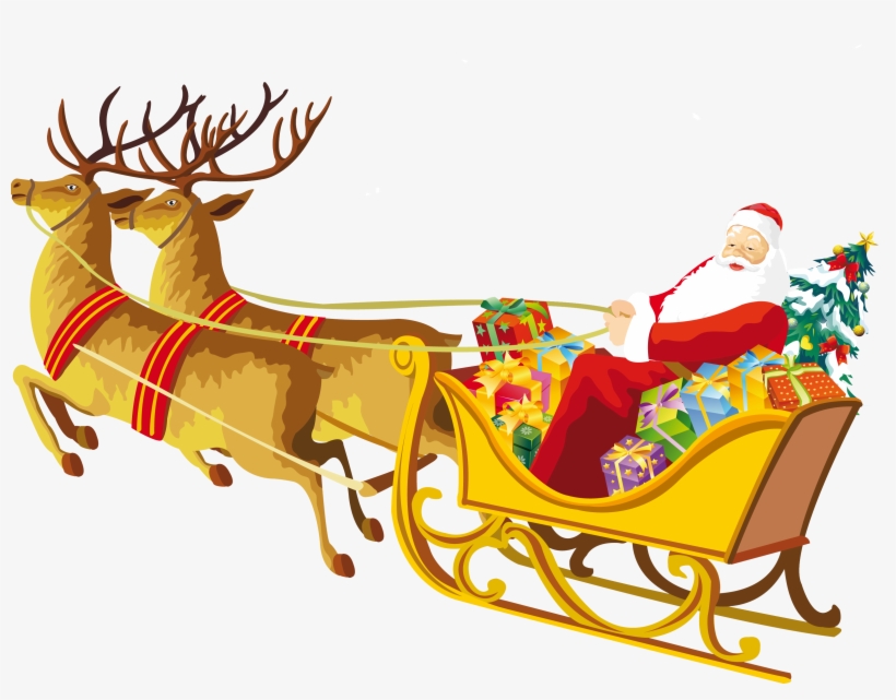 Santa Sleigh Png - Santa Claus Reindeer Png, transparent png