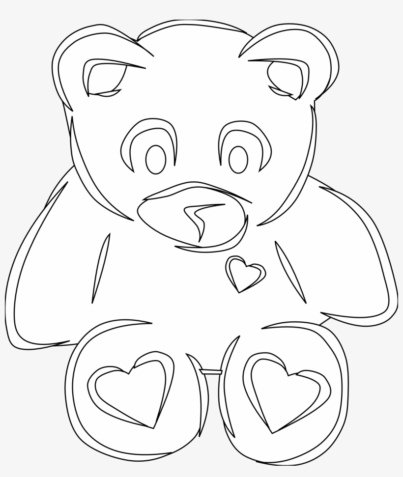Teddy Bear Clip Art Black And White - Black And White Teddy Bear Drawing, transparent png