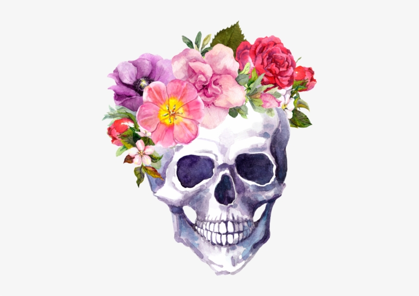 Skull With Flower Crown, transparent png
