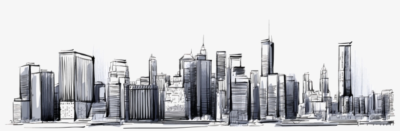 Manhattan Cities Skylines Drawing - City Skyline Drawing, transparent png