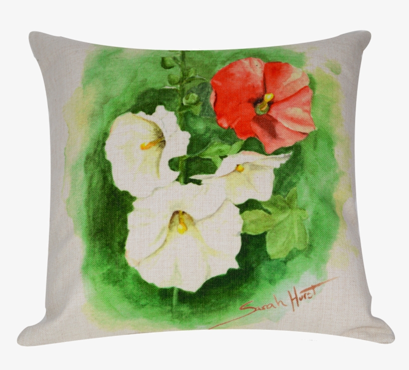 Hollyhock Throw Pillow 18"x18" - Cushion, transparent png