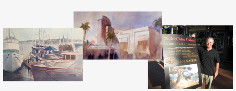 Watercolor Gallery At Laguna Beach Collage - Painting, transparent png