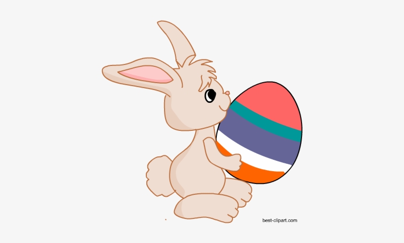 Easter Bunny Holding A Big Colorful Easter Egg - Easter Egg, transparent png