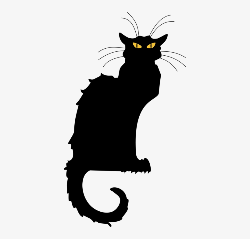 Illustrated Silhouette Of A Black Cat With A Transparent - Chat Noir Cat, transparent png