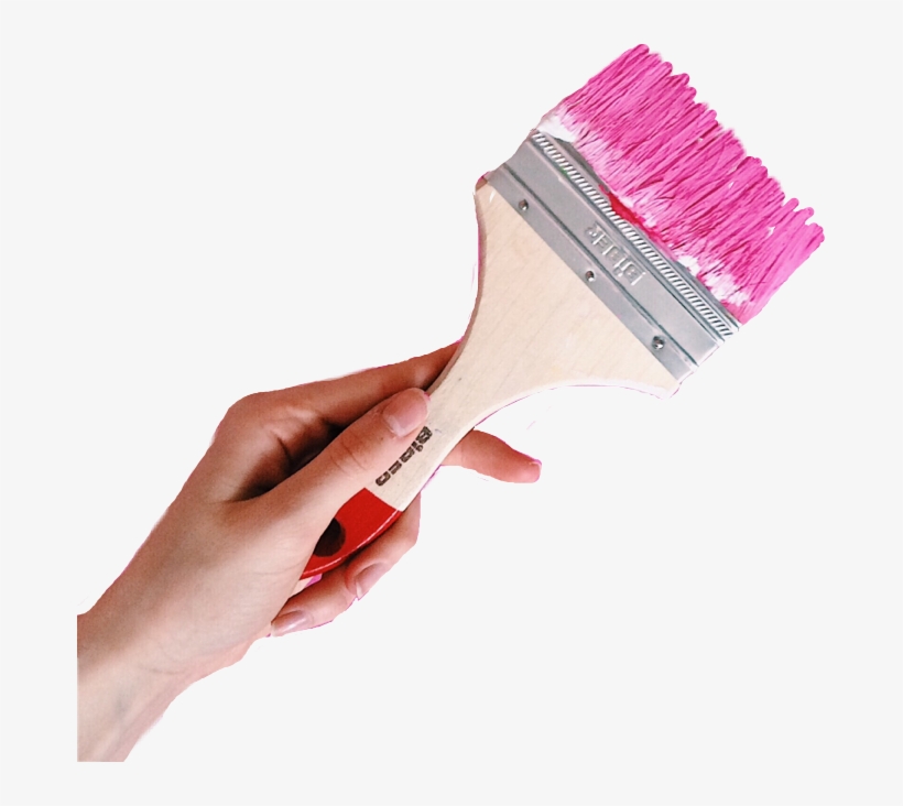Hand Holding Paint Brush Paintbrush Painting Pink Free - Pink Paint Brush Png, transparent png