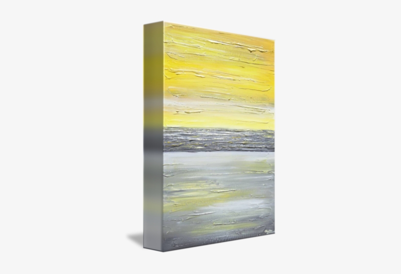Giclee Print Art Abstract Yellow Grey Painting Vertical - Yellow White And Black Abstract Art Grey Wall, transparent png