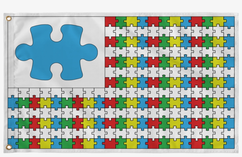 Autism Awareness Puzzle Pieces Flag - Autism Flag, transparent png