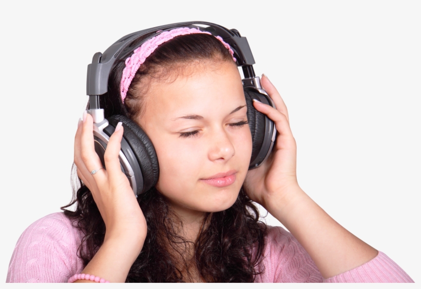 Girl Listening Music With Headphones Png Image - English Listening, transparent png
