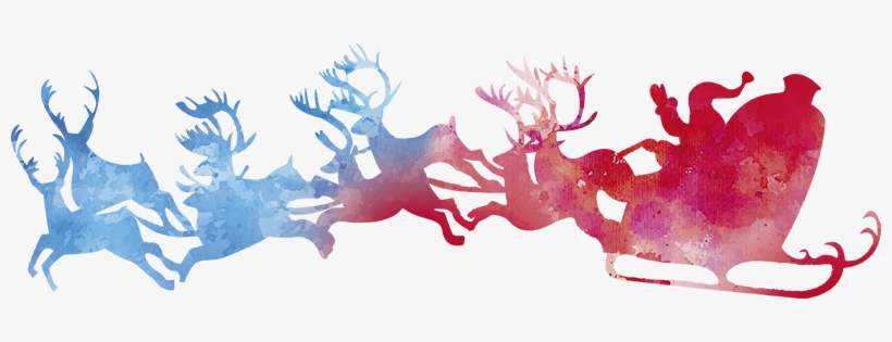 Santa´s Sleigh Watercolour Sticker - Santa Claus, transparent png