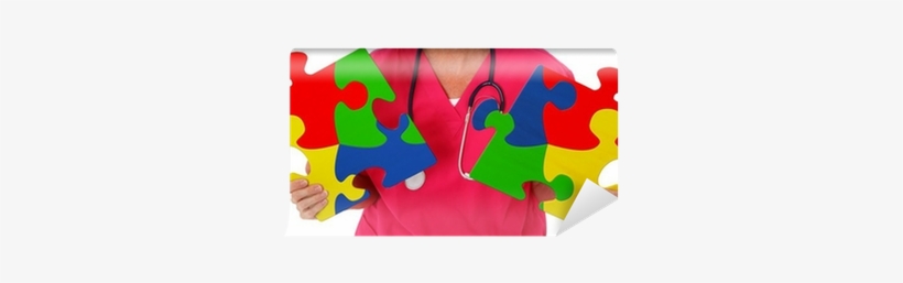 Nurse Holding Two Puzzle Pieces Representing Autism - Katherine Goodsell Psychological Services, transparent png