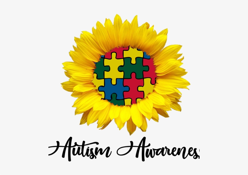 Sunflower Autism Awareness Ladies Long Sleeve - Sunflower Png Free Download, transparent png