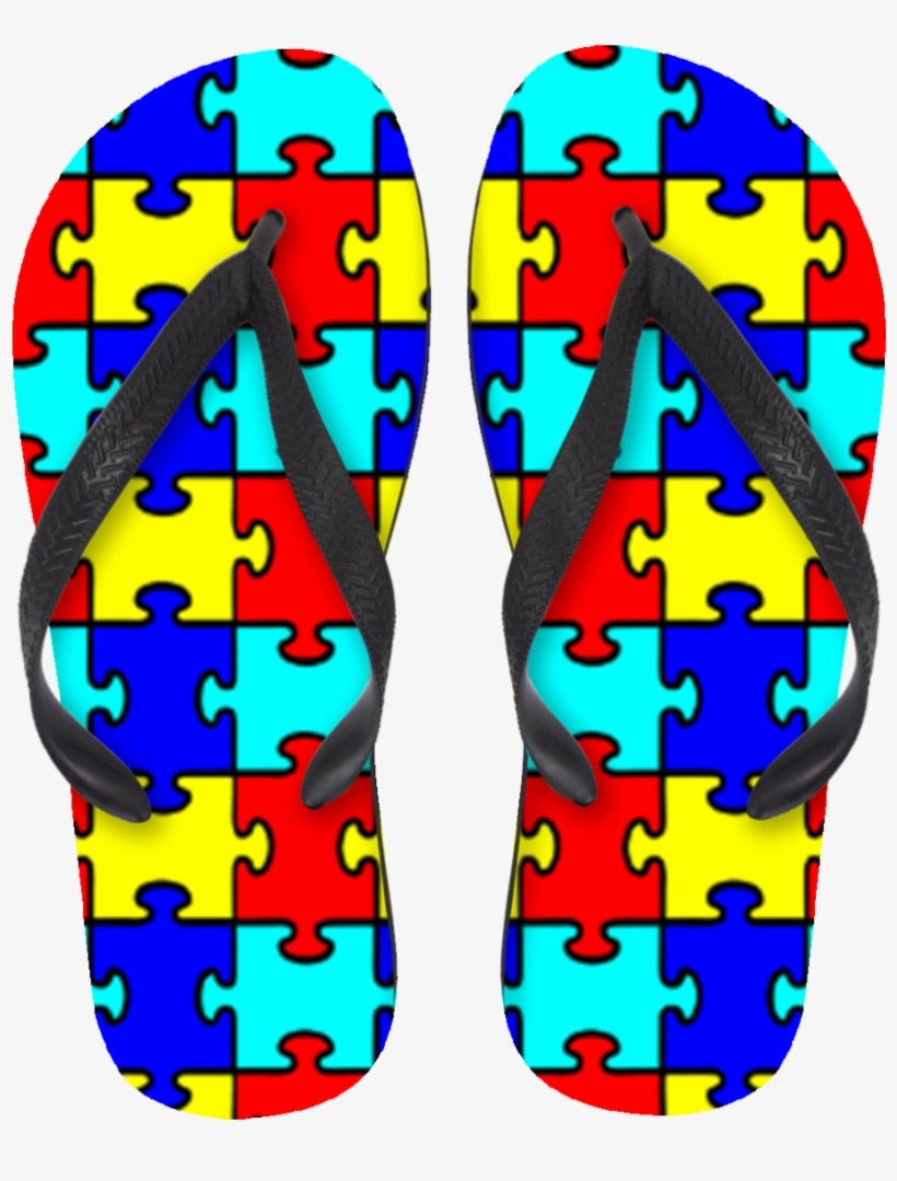 Colorful Puzzle Pieces Flip Flops - Autism, transparent png