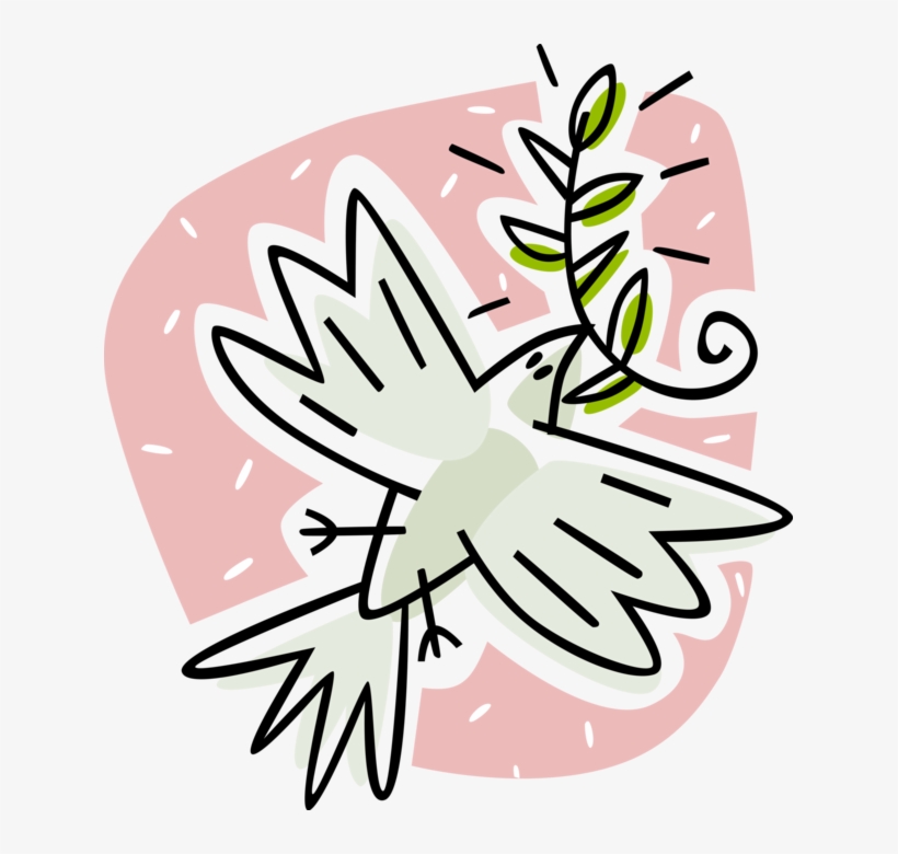 Vector Illustration Of Dove Of Peace Bird Secular Symbol - Olive Branch, transparent png