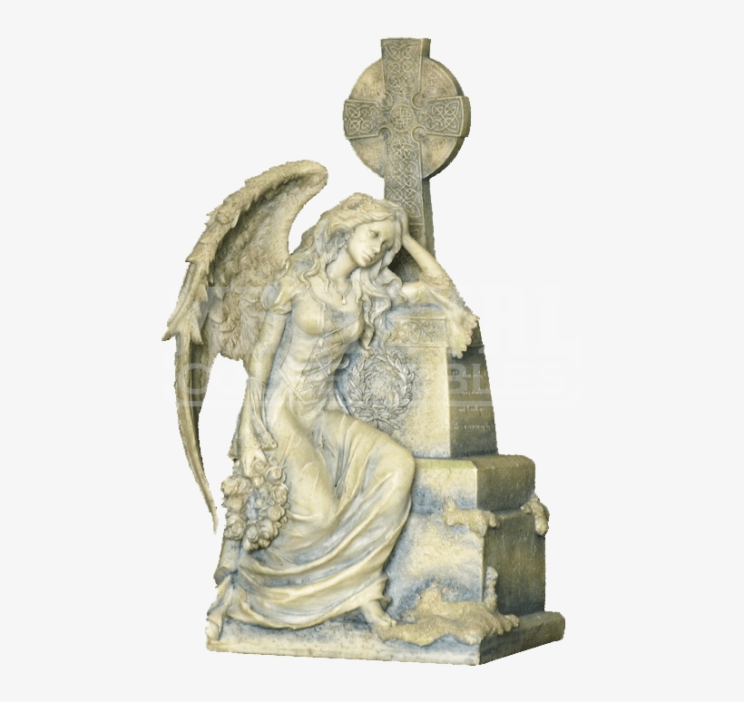 Weeping Gothic Angel Sitting By A Grave Statue Wu From - Gothic Weeping Angel Sitting And Leaning On Grave -, transparent png