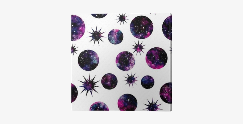 Watercolor Circles, Stars And Galaxy Seamless Pattern - Watercolor Painting, transparent png