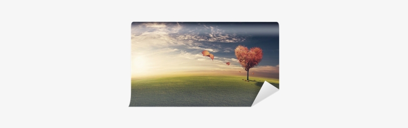 Leaves Blowing Off Heart Shaped Tree Wall Mural • Pixers® - Painting, transparent png